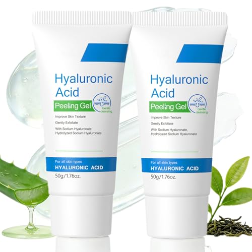 Hyaluronic Acid Peeling Gel Duo 1.76oz – Gentle Peeling Exfoliant for Face &amp; Body – Removes Dead Skin Cells, Improves Skin Texture, Deep Cleansing Gel with Sodium Hyaluronate &amp; Aloe Extract, 50g × 2