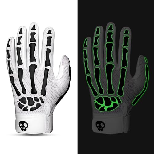 RIGWARL Youth Football Gloves with Bones, Glow in Dark, M