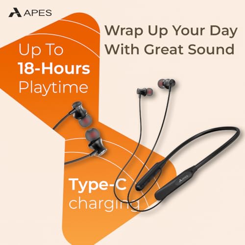 Image of APES AudioWrap Wireless Bluetooth Neckband, 20Hrs Playtime,10mm Dynamic Drivers