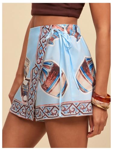 Image of SweatyRocks Women's Boho Mini Skirts Floral Shorts Tie Side Wrap Skorts