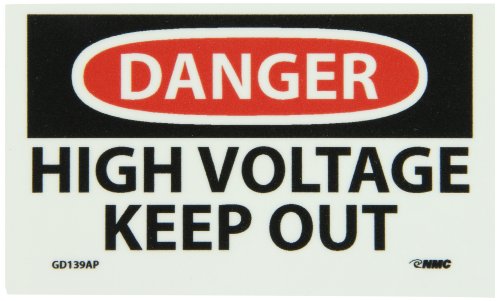 Danger High Voltage Keep Out autocollant NMC GD139AP noir rouge lot de 5