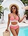 Edelqual High Waisted Bikini Sets for Women Tummy Control Swimsuits Two Piece Bathing Swim Suit Summer Beach Swimwear Color Block Fashion Trendy Clothes Twisted Front (Coral Pink,M)