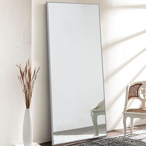 Image of NeuType Full Length Mirror Floor Mirror Dressing Mirror Home Gym Mirror,Large Wall Mirror Bathroom Mirror Standing Mirror,Long Mirrors for Bedroom,Metal Frame,Sand Gray,71 inchx24 inch,No Stand