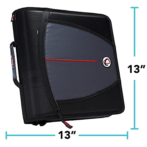 Case-It The Mighty Zip Tab Zipper Binder - 3 Inch O-Rings - 5 Color Tab Expanding File Folder - Multiple Pockets - 600 Sheet Capacity - Comes With Shoulder Strap - Black D-146 #TOP6