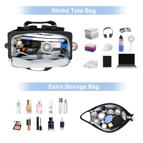 Tote Bag, Work Bags for Women with 15 Pockets, Large Tote Bag with Zipper for Teacher Nurse, Laptop Handbags for Women, Carry on Bag, Black4