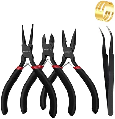 WISEUP 3 Pcs Jewelry Pliers Set - Needle/Chain Nose, Round Nose and Wire Cutters for Jewelry DIY Craft，Repair & Wire Wrapping