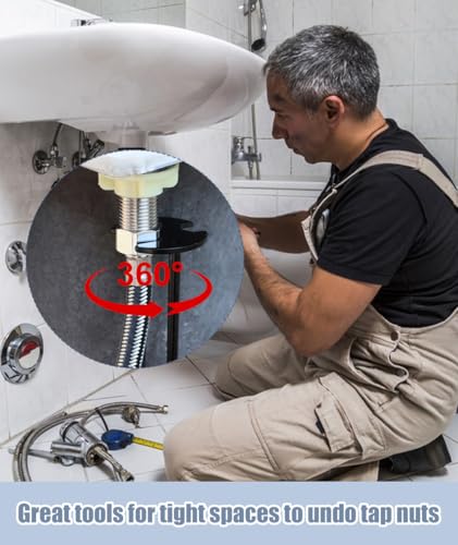 NIHESIM 2Pcs Bath Taps Spanner Basin Wrench Under Sink Plumbing Tool, Easy Around The Base - Image 2