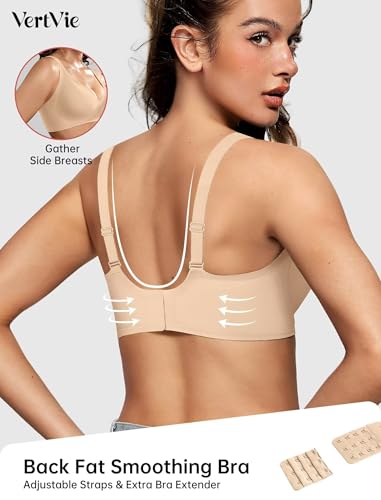Image of Vertvie Jelly Wireless Bras for Women Push Up Plunge Seamless T-Shirt Bras No Underwire Supportive Full Coverage Bralettes