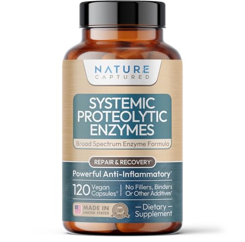 Nature Captured Systemic Proteolytic Enzyme Complex - Naturally Supports Recovery & Joints - 120 Capsules - Vegan - GMP - Additive Free
