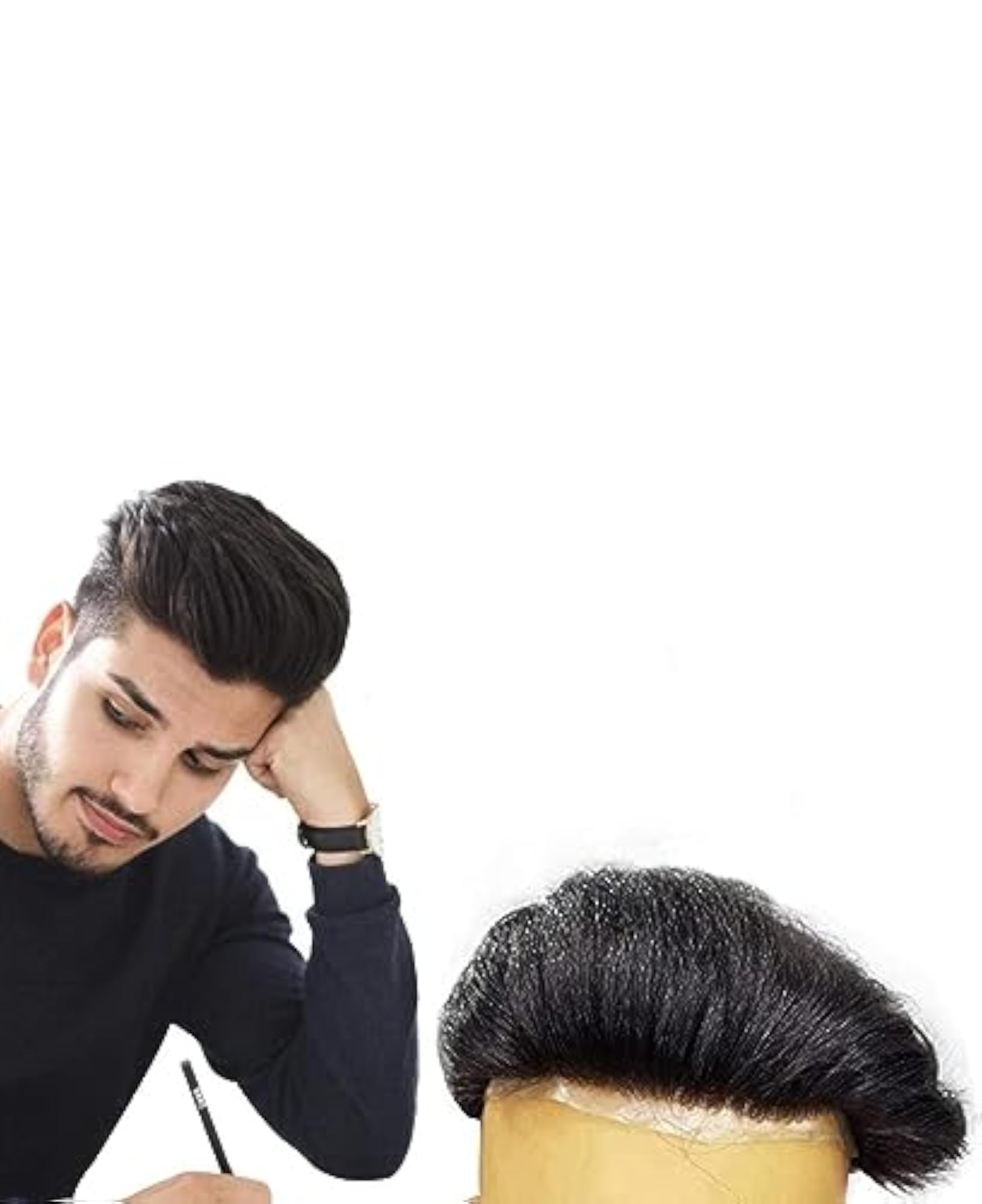 Natural Hair Patch 100% Human Hair, Jet Black