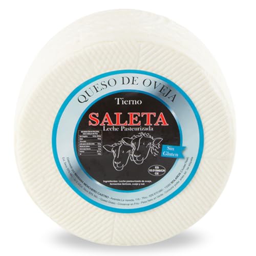 Amaisso® Queso Tierno Entero de oveja Gourmet (0,5Kg) | Elaboracion Artesana Quesos Tipo Manchego | Queso fresco leche de oveja SALETA