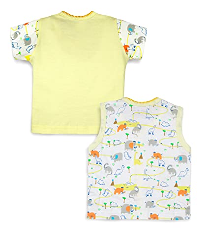 Image of mustmom Newborn Baby Cotton Jhabla Set | 0-3 Months | Combo of 1 T-Shirt, 1 Vest & 2 Shorts Set | Soft Breathable Summer Wear | Gift Set