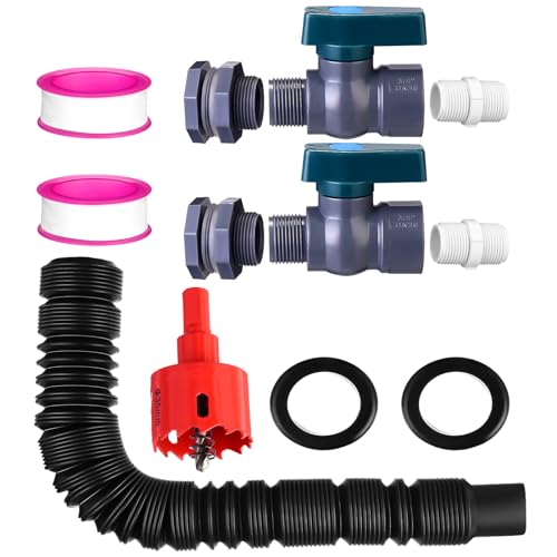 2-Sets-34-Inches-Rain-Barrel-Spigot-Kit-Water-Barrel-PVC-Garden-Diverter-Kit-Connector-Kit-Include-Bulkhead-Fitting-Hose-Faucet-Adapter-and-Thread-Seal-Tape-for-Home-Outdoor-Classic-Style