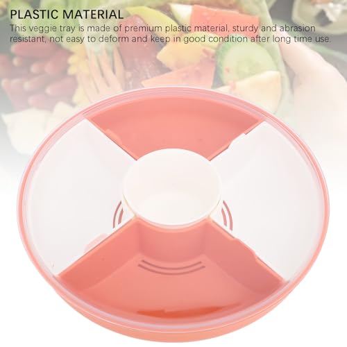 Snack-Tablett, Gemüse-Tablett mit Deckel, Großes Fassungsvermögen, Kunststoff-Drainage, Geteiltes Snack-Tablett, mit 5 Einzelnen Schalen für Nüsse, Trockenfrüchte, Snacks,