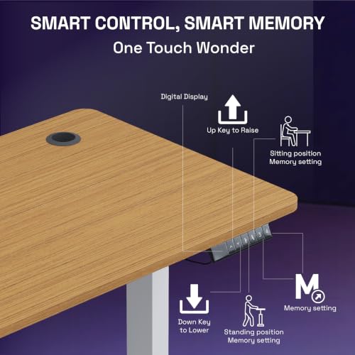 Image of Wakefit Study Table | 5 Yr Warranty | Standing desk, Computer Table for Home Pc, Electric Height adjustable, Digital Display & 4 Memory Presets, Free Installation, Modern Ergonomic Wobble-Free- L160Cm