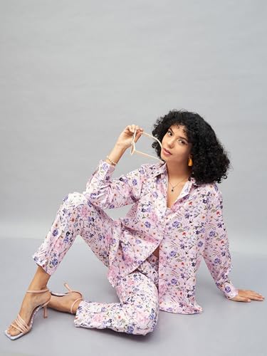 Image of SASSAFRAS Women's Satin Floral Darted Pants