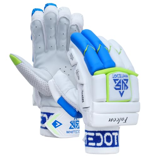 Image of Whitedot Falcon Cricket Batting Gloves||Suitable for Boys|Small Right Hand||White