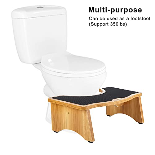 Strongtek 7.2" High Wooden Squatting Toilet Stool - Poop Stool For Squatty Posture & Potty Training, Anti-Slip, Easy Assembly, Ideal Toilet Squat Stool For Adults & Toddlers, 350Lbs Capacity #TOP5