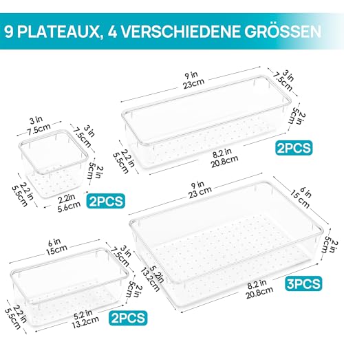 Vtopmart 9er Set Schubladen Organizer, 4 Größen für Makeup, Bad, Büro – Ansicht 3