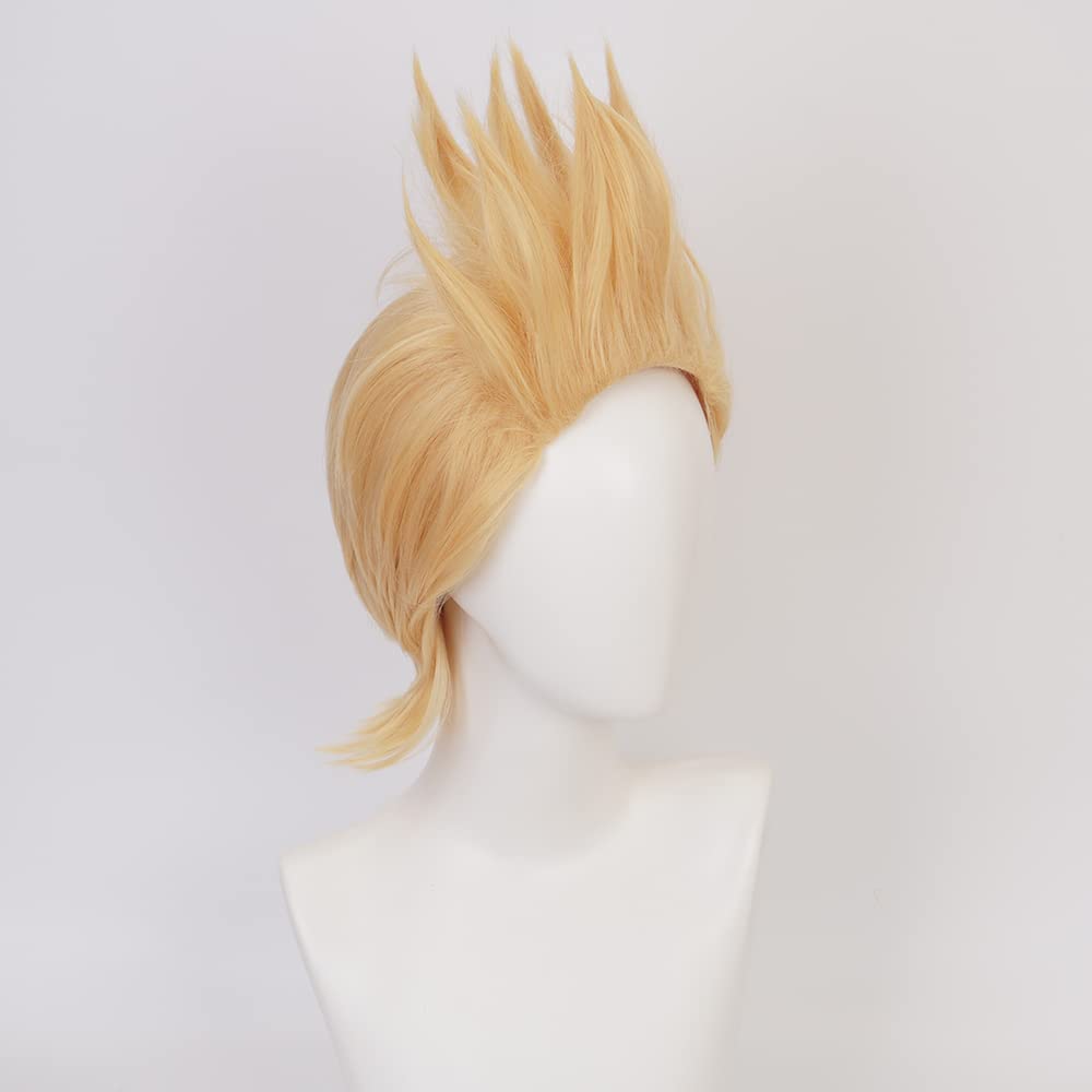 Dark Yellow Short Heat Resistant Synthetic Costume Hairs for Men Women Halloween Cos Anime Party Replacement Wigs - Image 4