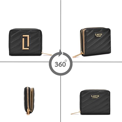 Image of Lavie Luxe Women's Diagonal Flap 25 Quilted Small Zip Wallet | Gift for Women