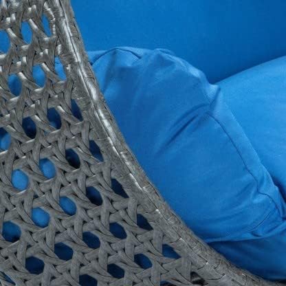 Image of OMANSH Double Seater Swing Chair with Stand & Cushion & Hook Outdoor || Indoor || Balcony || Garden || Living Room (Grey-Blue)