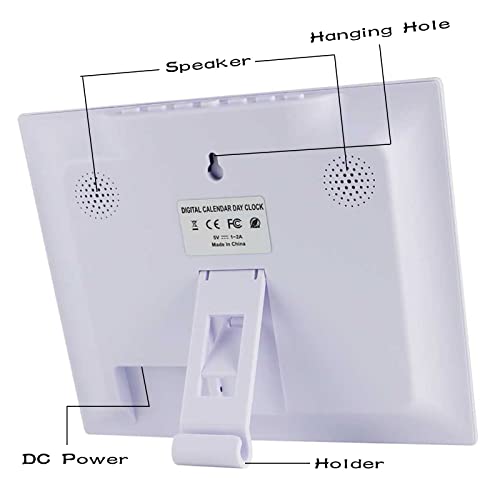 Day Date Time Clock For Seniors Elderly Digital Calendar Dementia Impaired Vision Memory Loss Clock With 3 Medication Reminders + 5 Custom Reminders(White,8-Inch) #TOP2