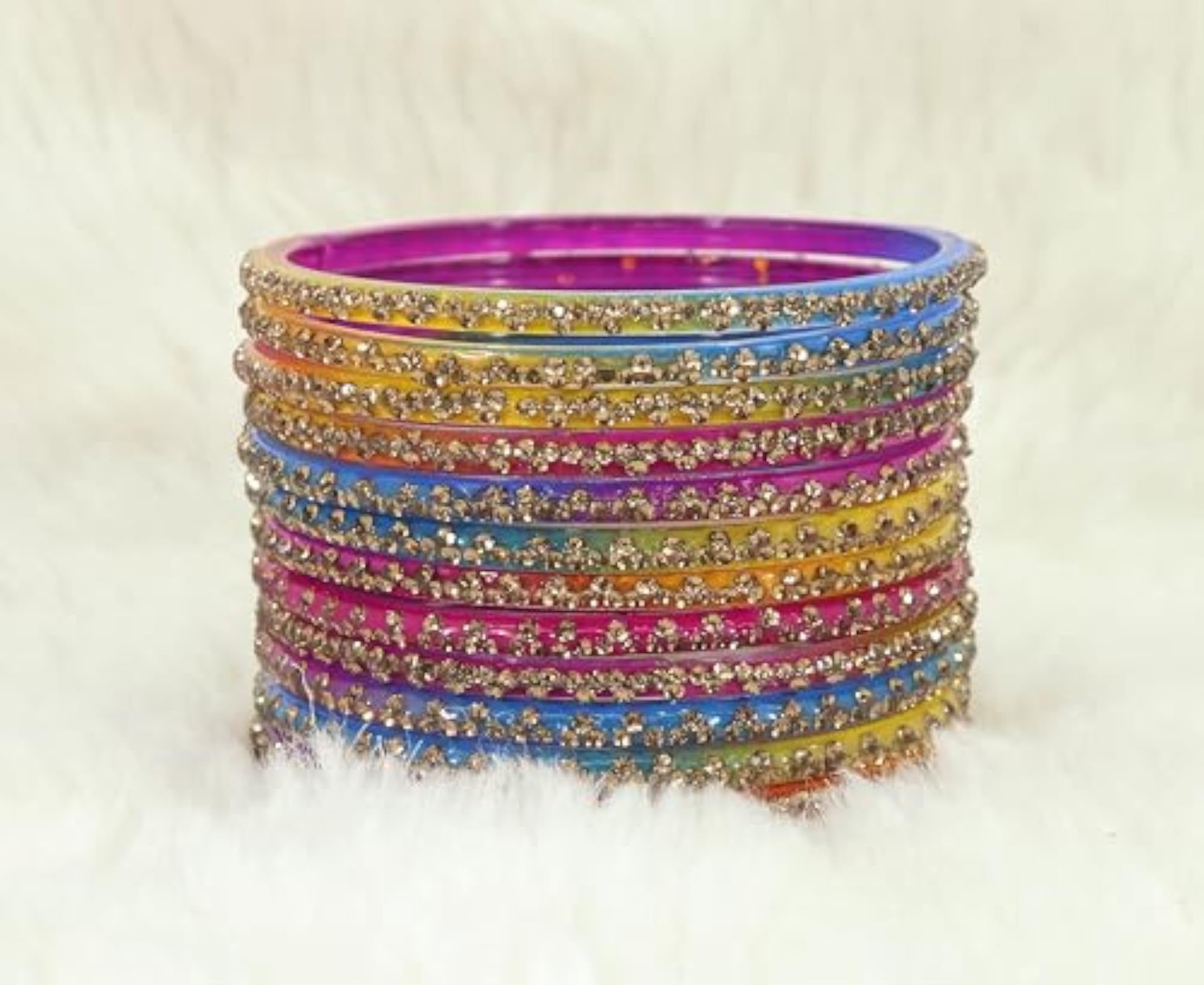 Red Stone Glass Bangle Set Kaanch ki Chudi Kada Bangles Fancy