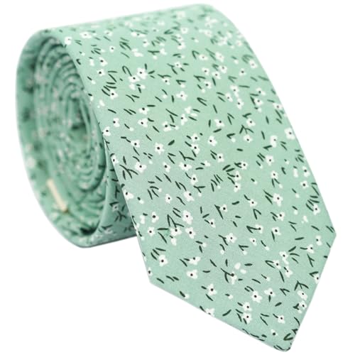 Image of BELLUNO Men's Cotton Floral Skinny Tie, 2.5 inch Width, with Gift Box