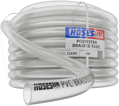 16mm (5/8") Clear Braided PVC Hose Pipe - Heavy Duty, Water, Airl...