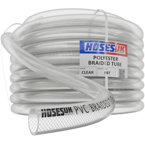 25mm (1") Clear Braided PVC Hose Pipe - Heavy Duty, Water, Airline, Compressor, Food Grade 30m Length