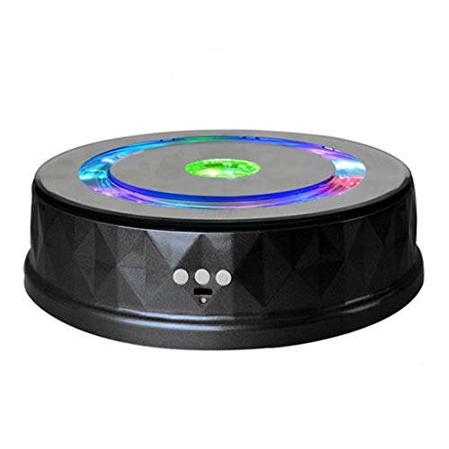 jojnsha Soporte giratorio para exhibición de relojes de mesa con luz colorida y giratoria, soporte de joyería para accesorios de fotografí