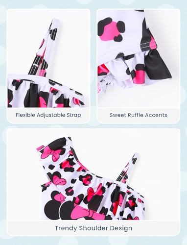 Image of Disney Stitch Frozen Marvel Minnie Mouse Girls Swimsuits Ruffle One Piece Bathing Suits UPF 50 Swimwear Quick Dry Size 2-13Y