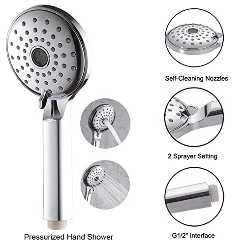 Ensemble de douche thermostatique mural avec flexible et douchette 2 modes réglable - 5