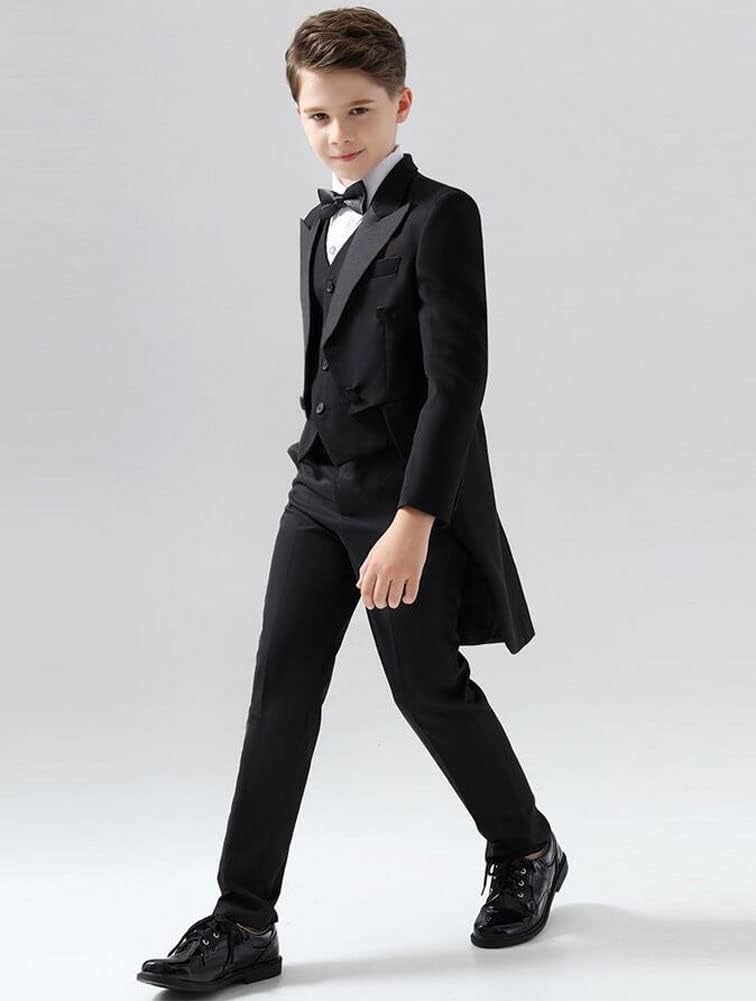 3 PC Boys Suits for Kids Formal Tailcoat Set Flowers Boys Suits for Wedding Performance Suit
