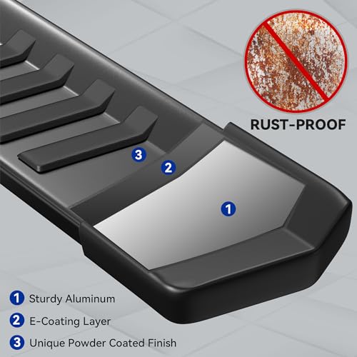 Estribos externos texturizados negros para Dodge Ram miniatura 3