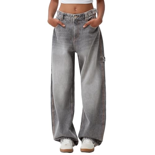 Women’s Baggy Jeans Y2k Hip Hop Wide Leg Jeans Vintage Casual Boyfriend Pants Teen Girls Loose Fit Denim Jeans