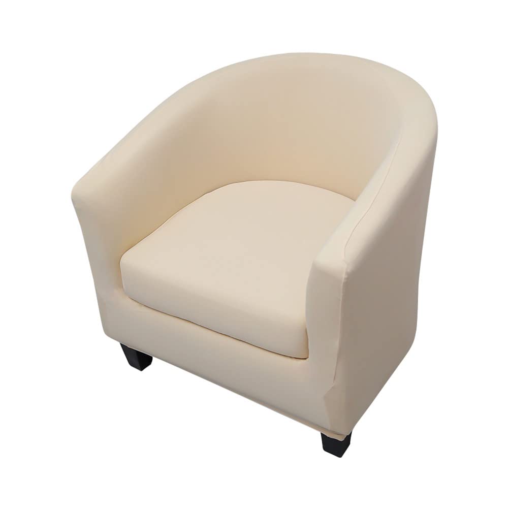 Highdi Chesterfield 2 Piece Armchair Cover, 1 Seater Elastic Washable Non-Slip Sofa Cover, Armchair Protector Covers for Counter, Bedroom (Solid Color - Beige)