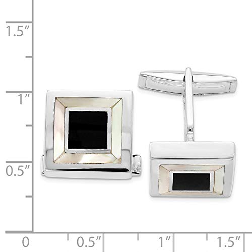 Mancuernillas para hombre de plata 925 y nácar miniatura 2