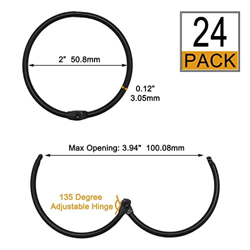 Shower Curtain Hooks Rings,24 Pcs Rustproof Metal Shower Hooks For Shower Curtain,Glide Smoothly Round Shower Rings For Curtain,Shower Curtain Rings For Bathroom Shower Rod,Snap Joint Design (Black) #TOP3