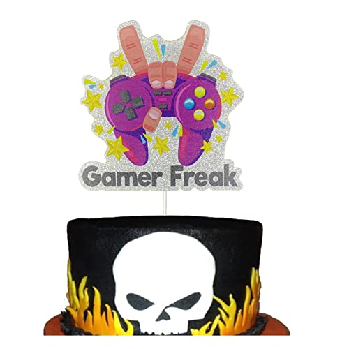 Decoración para tartas de videojuegos, decoración para tartas de videojuegos para cumpleaños, aniversario, boda, compromiso, fiesta (gamer freak)
