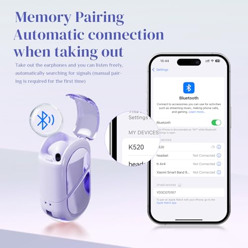 Image of Purple Heart Wireless Earbuds for Girls Kids, Cute Mini Tiny Small Invisible Earbuds Wireless Bluetooth for Small Ears Canals Women Rose Gold Kawai Blue Tooth Ear Buds for iPhone Android