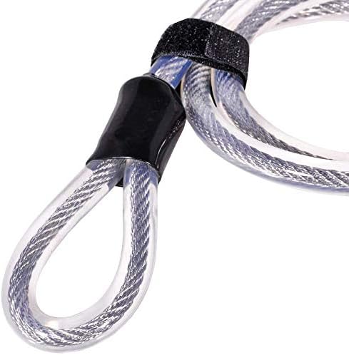 Miniatura 9 de Cable de seguridad de acero inoxidable,Cable de acero trenzado de doble bucle Bloqueo flexible de cable de bloqueo de 38 pulgadas