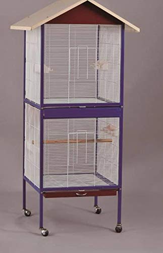 Foldable metal Bird cage for Green parrot,umbrella ,cucktoo grey parrot and all Big birds with mid partiton, stand ,wheel with cups, perch and double tray - Central Fish Aquarium L:78x B:74.5 x H:166 cms