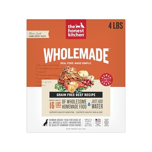 The Honest Kitchen Human Grade Wholemade™ Dehydrated Dog Food, Grain Free Dog Food, Beef, 4 lb (makes 16lbs)
