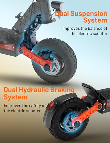 Image of JOYOR Electric Scooter for Adults, 2000W Dual Motor Max Speed 37 MPH & Up to 47 Miles, 60V 18Ah Large Capacity Battery 10 inch Off Road Tire E-Scooter, Dual Hydraulic Brakes & 4 Shock Absorbers