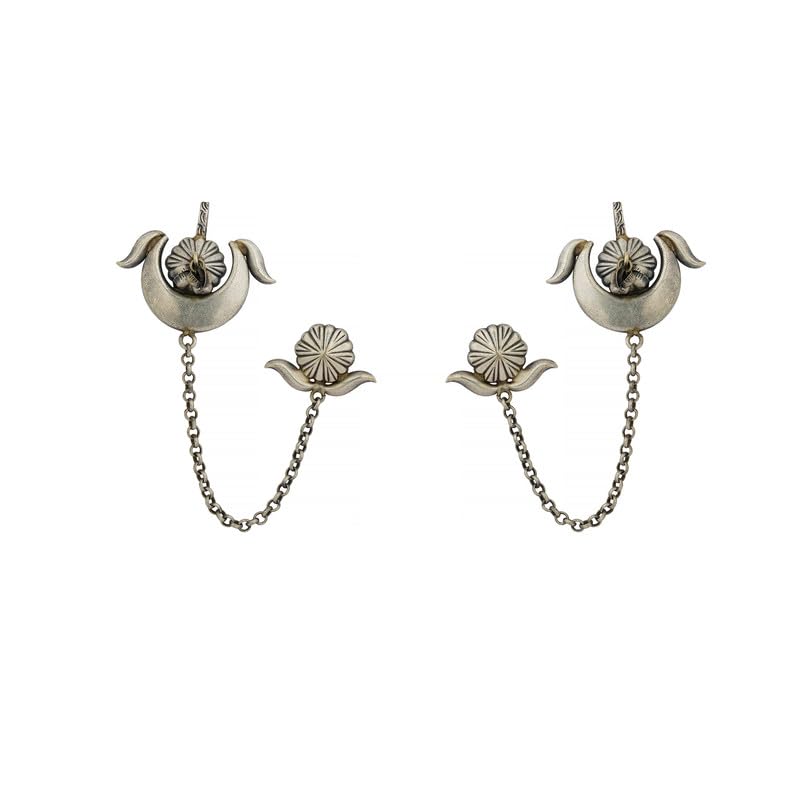 Kalaa Fashionable Oxidised Silver Earrings Lightweight Vintage Indian Jewelry for Women Rustic Chic Party Everyday Wear Hypoallergenic Earrings