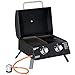 Outsunny Barbecue a Gas Pieghevole con Coperchio, Termometro e 2 Bruciatori, BBQ Portatile da Tavolo in Acciaio, 55x46.5x41cm