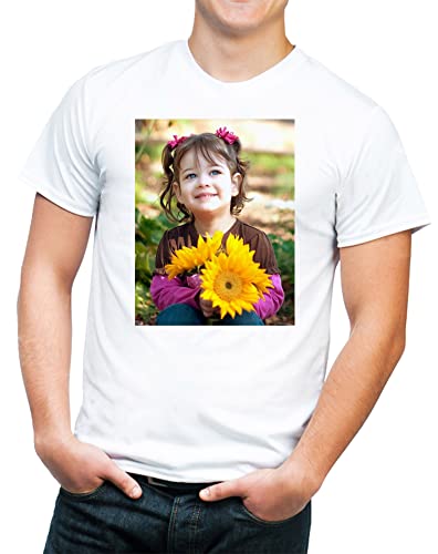 Image of MUKESH HANDICRAFTS Knitted Polycotton Fabric Regular Fit Men Boys Half Sleeve Photo T-Shirt Style 1 White Size : Free