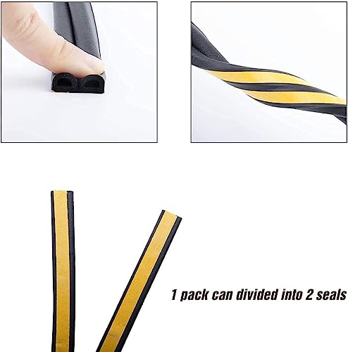Image of Door Weather Strip Draught Excluder for Doors Self Adhesive Foam Draft Excluder for Windows Door Insulation Strip Weather Stripping Door Seal Strip, Epdm, Foam, Rubber (Black)